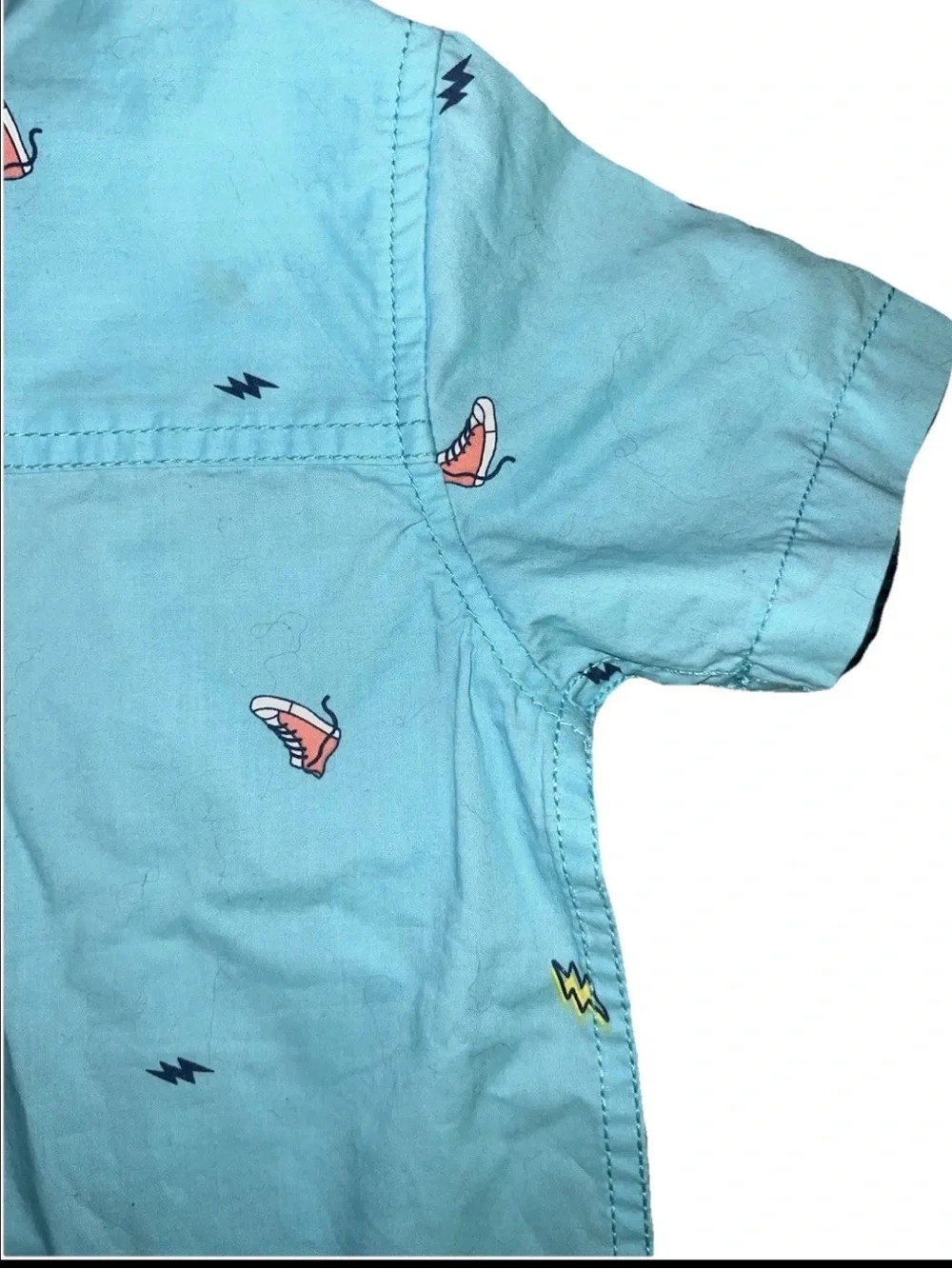 OshKosh B'gosh NWT Boys Short Sleeve Doodle Button Front Shirt 2T Blue